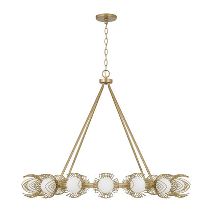 Capital Lighting Flora 16Lt Chandelier, Gold/White Glass Globes