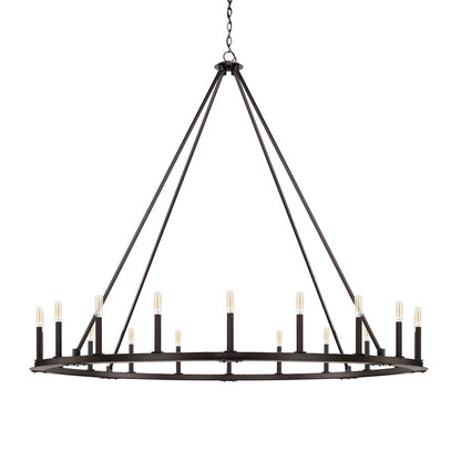 20 Light Chandelier, Black Iron