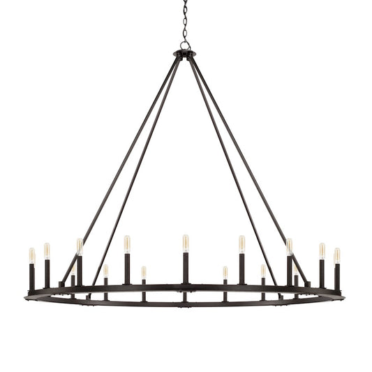20 Light Chandelier, Black Iron