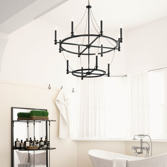 Lancaster Chandelier, Black Iron