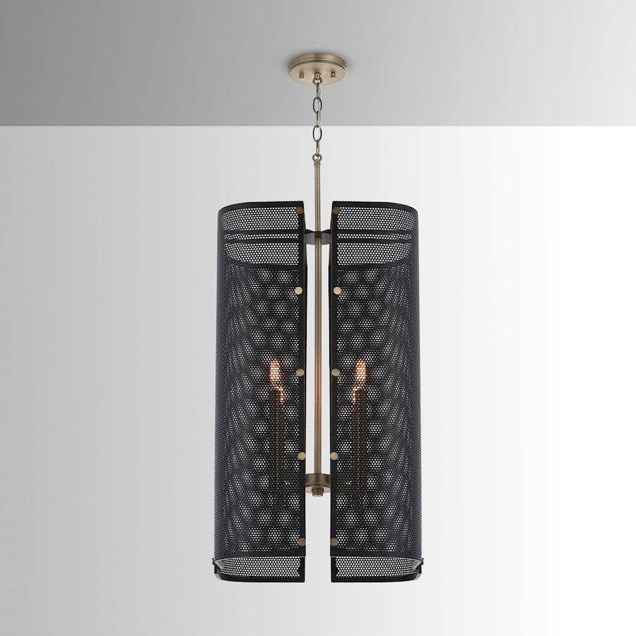 Capital Lighting Dax 4 Light Foyer, Aged Brass and Black
