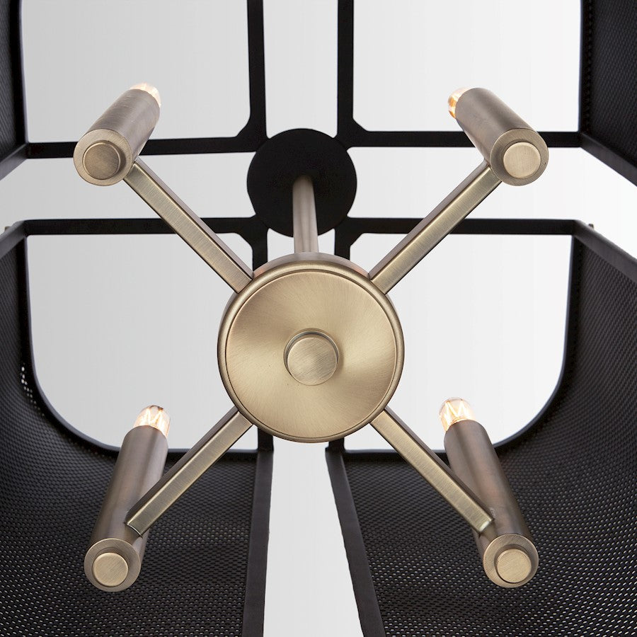 Capital Lighting Dax 4 Light Foyer, Aged Brass and Black