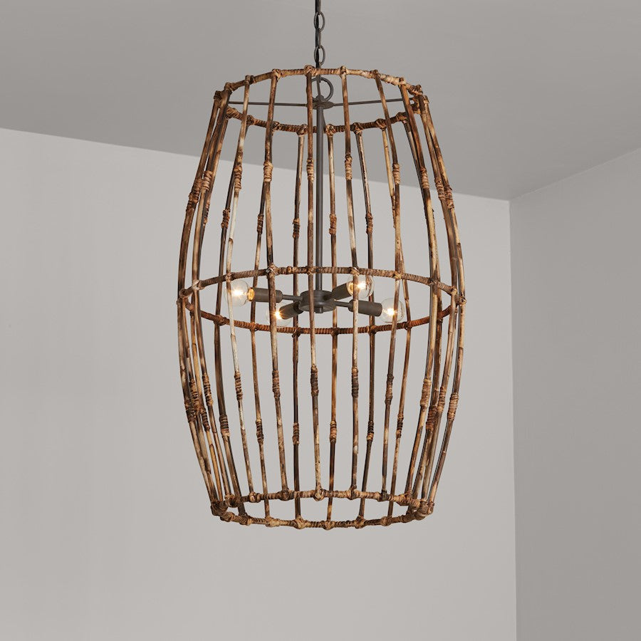 4 Light Foyer, Blazed Rattan