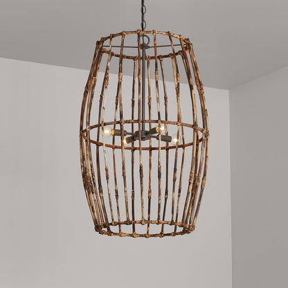 4 Light Foyer, Blazed Rattan