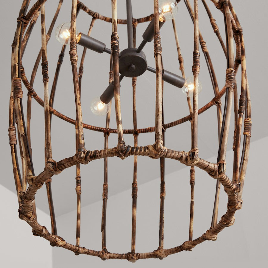 4 Light Foyer, Blazed Rattan