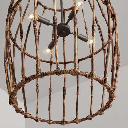 4 Light Foyer, Blazed Rattan