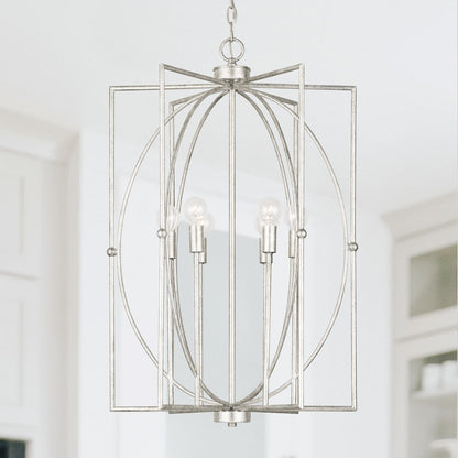 6 Light Foyer, Antique Silver