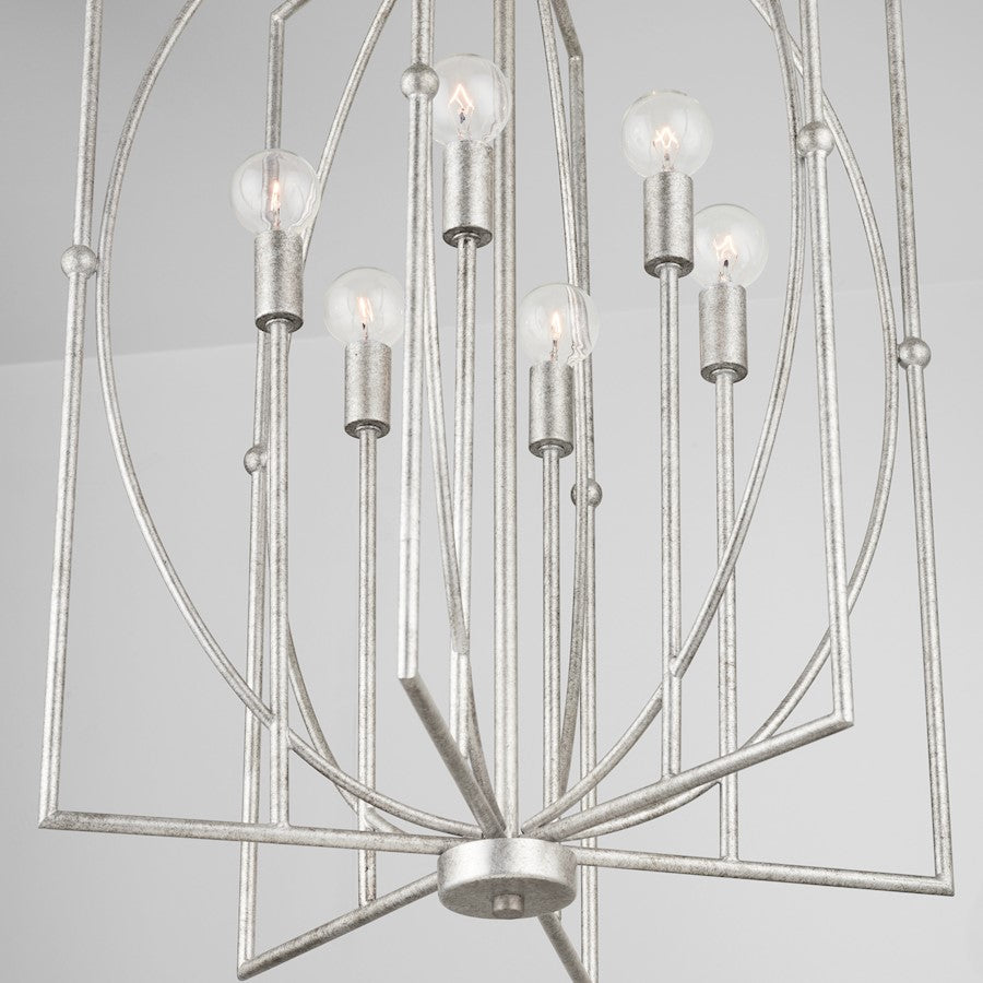 6 Light Foyer, Antique Silver