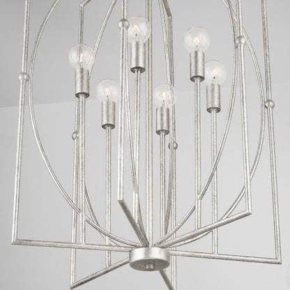 6 Light Foyer, Antique Silver