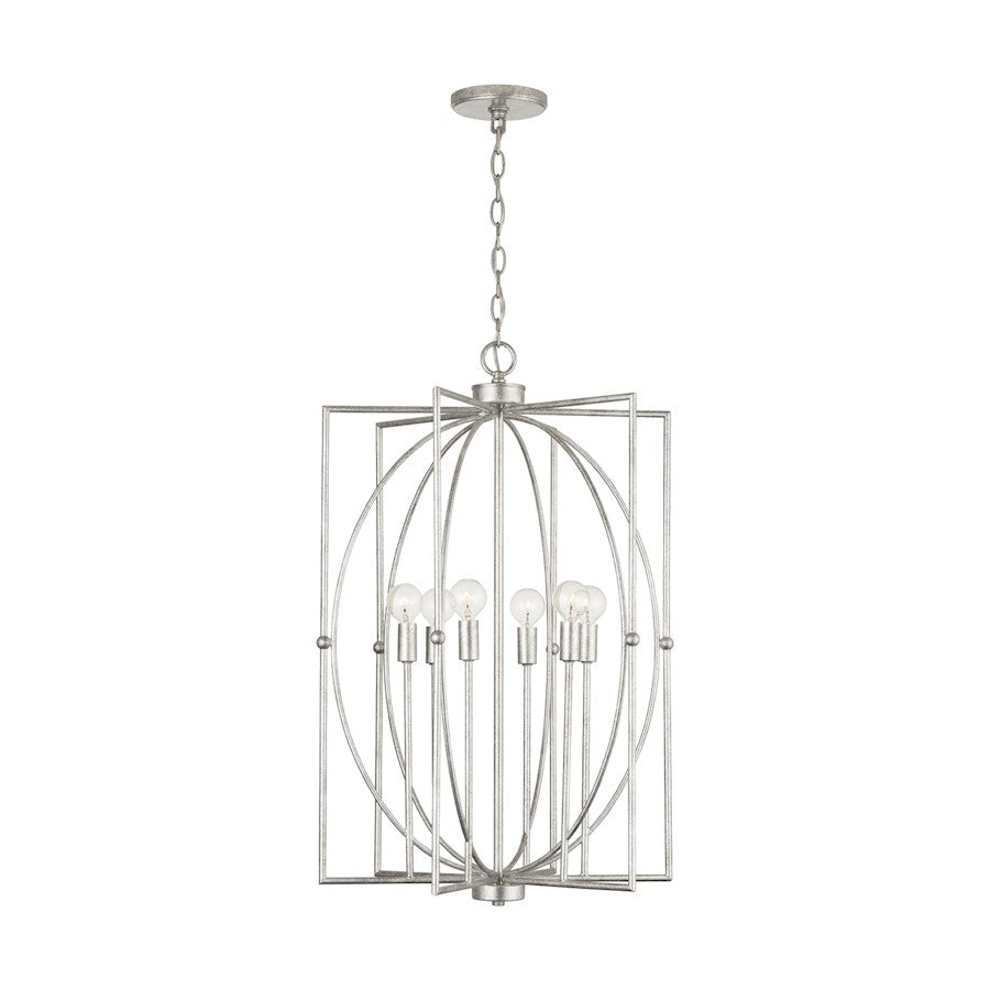 6 Light Foyer, Antique Silver