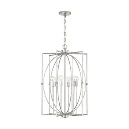 6 Light Foyer, Antique Silver