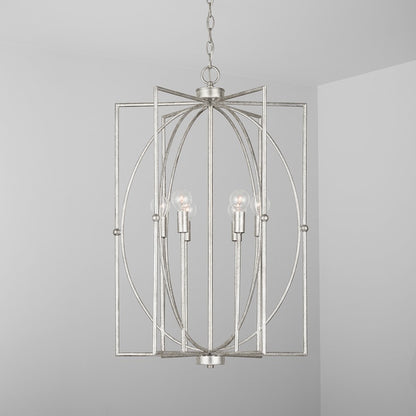 6 Light Foyer, Antique Silver