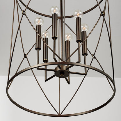 6 Light Foyer, Buffed Bronze