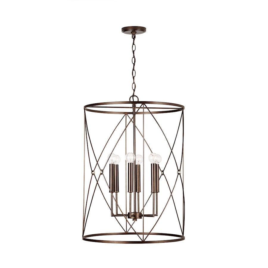 6 Light Foyer, Buffed Bronze