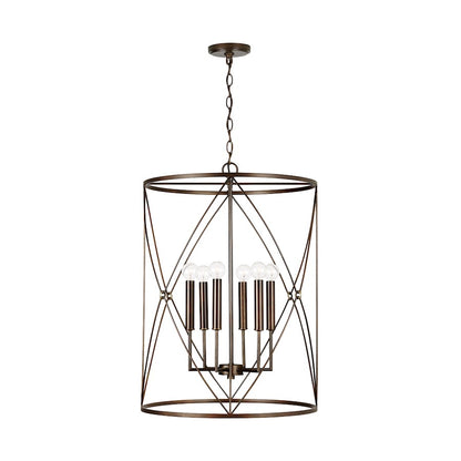 6 Light Foyer, Buffed Bronze
