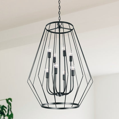 8 Light Foyer, Matte Black