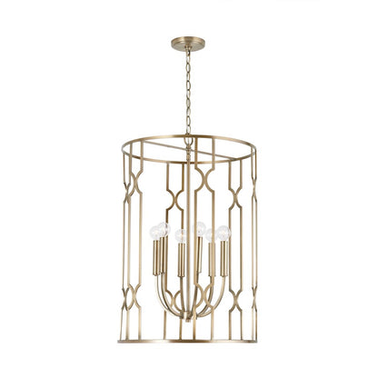 6 Light Foyer, Aged Brass