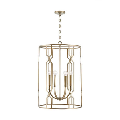 6 Light Foyer, Aged Brass