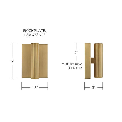 Capital Lighting Ian 2 Light 6" Sconce, Aged Brass