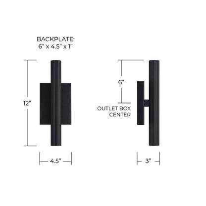 Capital Lighting Ian 2 Light 12" Sconce, Matte Black