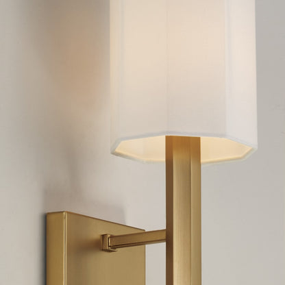 Capital Lighting Adrian 1 Light Sconce, Aged Brass/White Fabric
