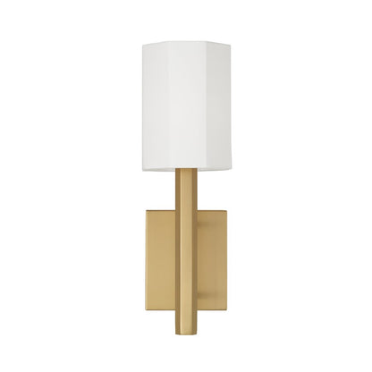 Capital Lighting Adrian 1 Light Sconce, Aged Brass/White Fabric