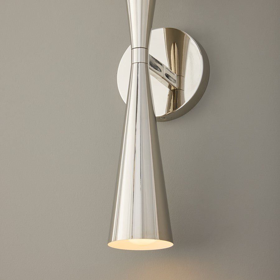 Capital Lighting Levi 2 Light Sconce, Polished Nickel