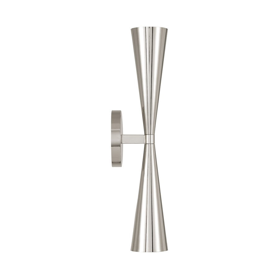 Capital Lighting Levi 2 Light Sconce, Polished Nickel