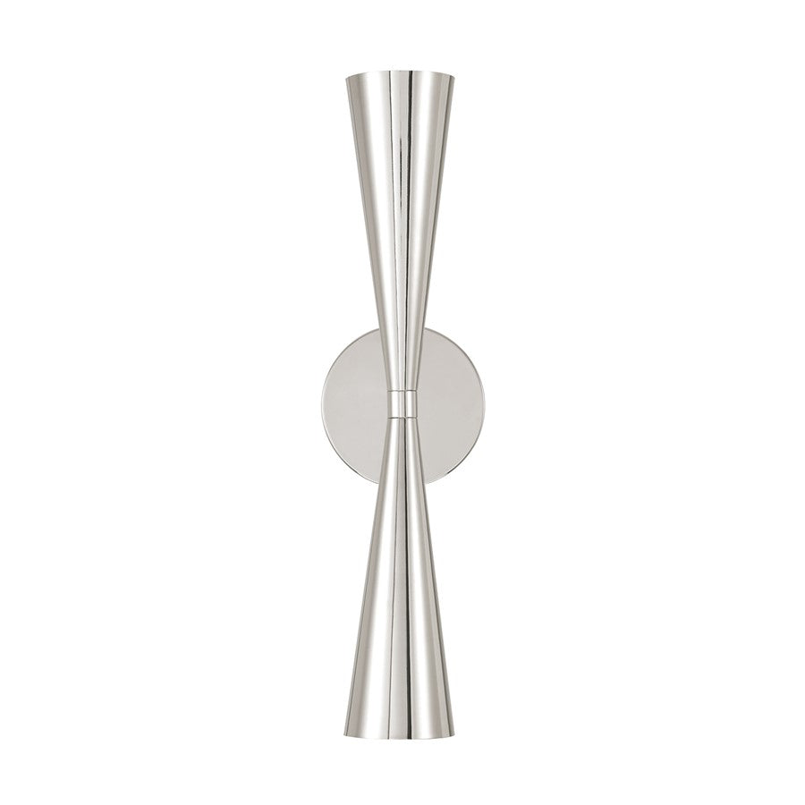 Capital Lighting Levi 2 Light Sconce, Polished Nickel