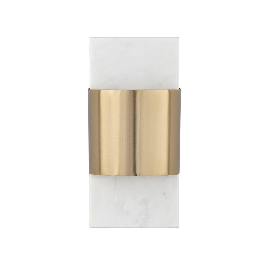 Capital Lighting Sidney 1Lt Sconce, White Marble and Matte Brass