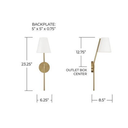 Capital Lighting Cami 1Lt Sconce, Aged Brass and White/White Metal