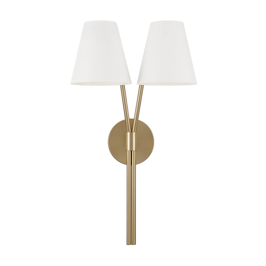 Capital Lighting Cami 2Lt Sconce, Aged Brass and White/White Metal