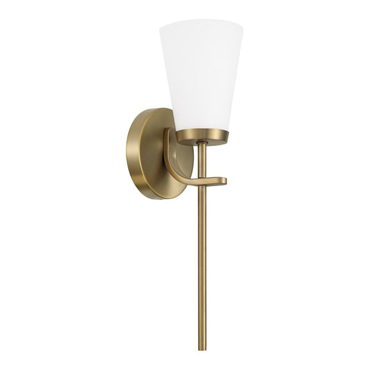 Homeplace Lighting Drake 1Lt Sconce, Aged Brass/Soft White Glass - 661011AD-660