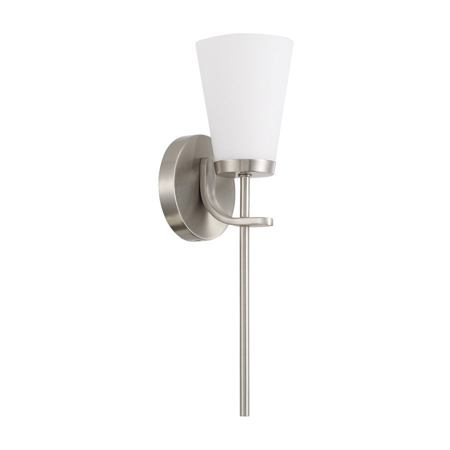 Homeplace Lighting Drake 1Lt Sconce, Nickel/Soft White Glass - 661011BN-660