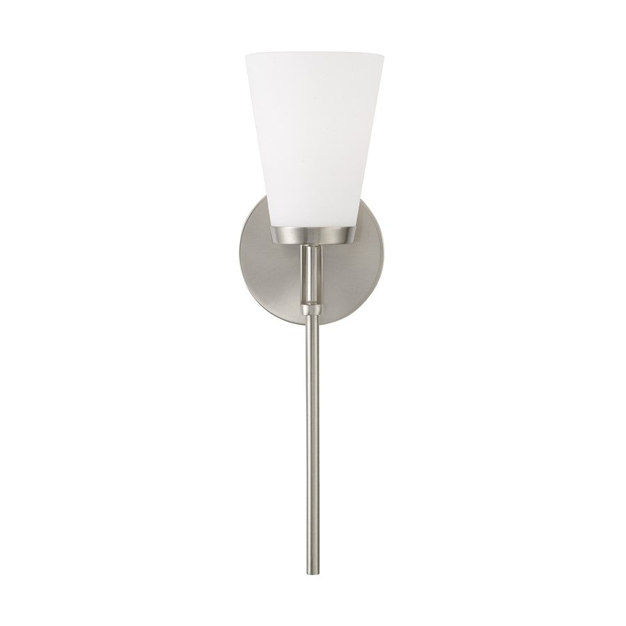 Homeplace Lighting Drake 1Lt Sconce, Nickel/Soft White Glass