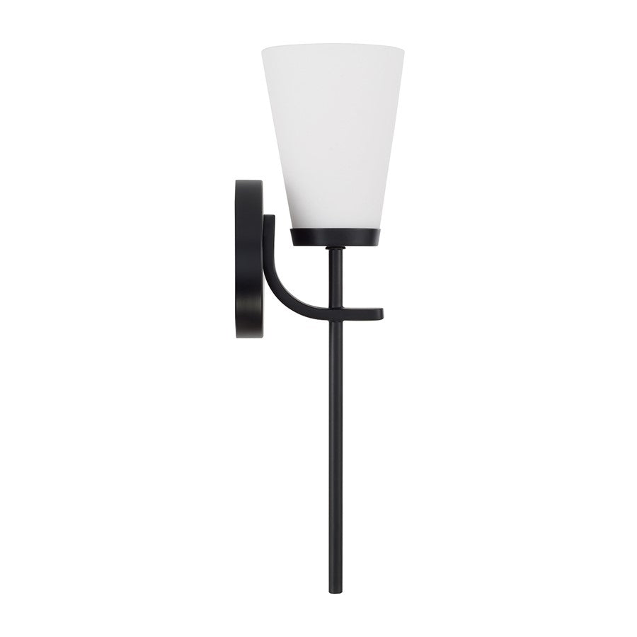 Homeplace Lighting Drake 1Lt Sconce, Matte Black/Soft White Glass