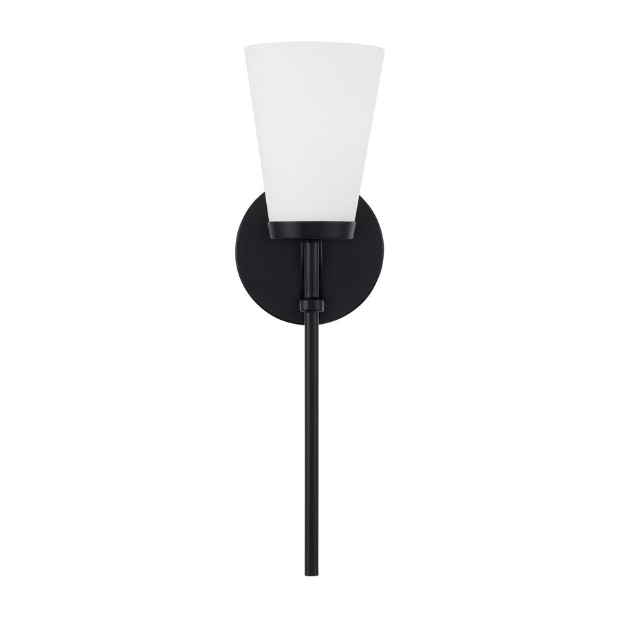 Homeplace Lighting Drake 1Lt Sconce, Matte Black/Soft White Glass