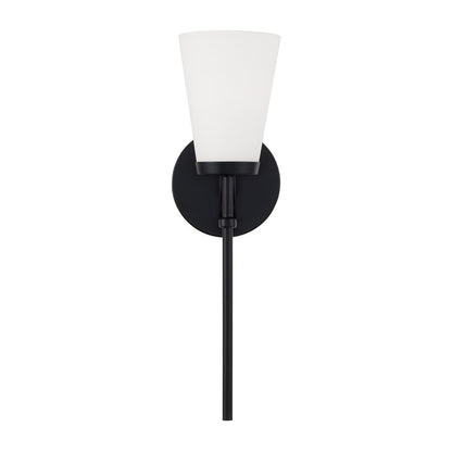Homeplace Lighting Drake 1Lt Sconce, Matte Black/Soft White Glass