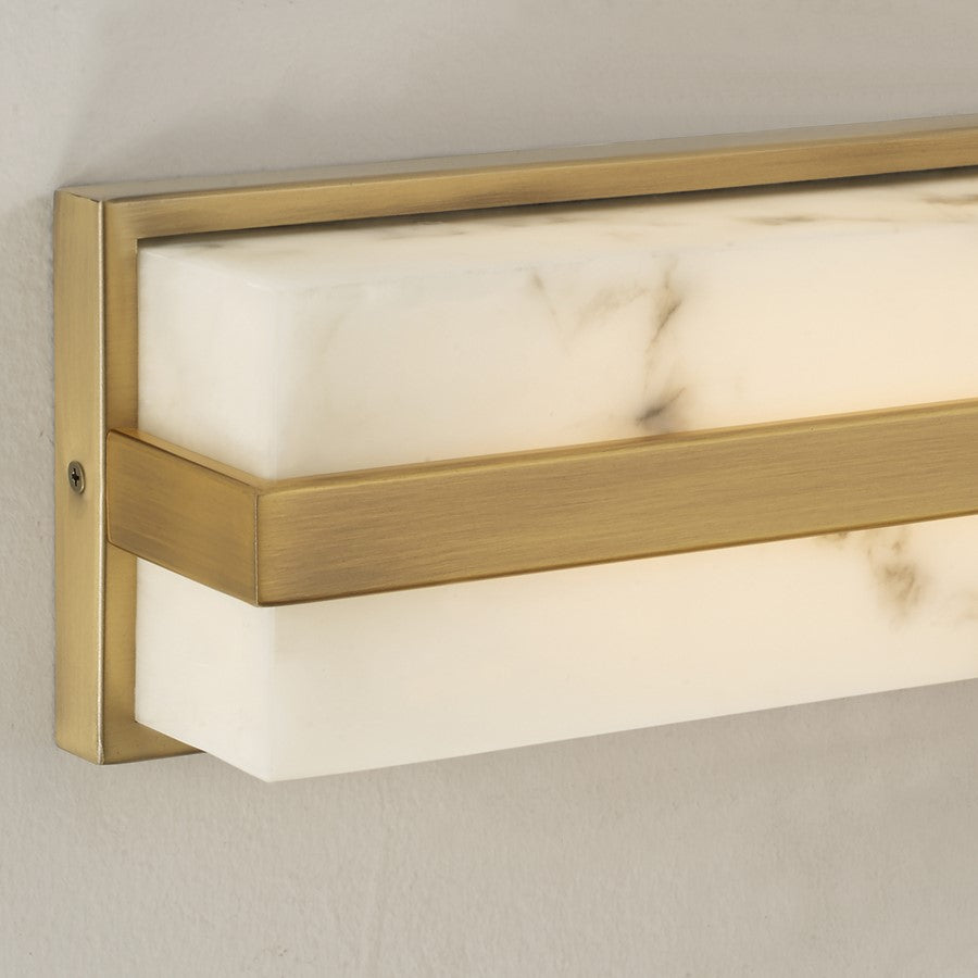 Capital Lighting Noah 1 Light Sconce, Aged Brass/Alabaster Glass