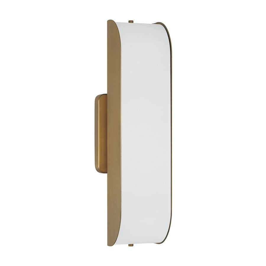 Capital Lighting Marcell 1 Light Sconce, Aged Brass/White Milk Glass - 661811AD