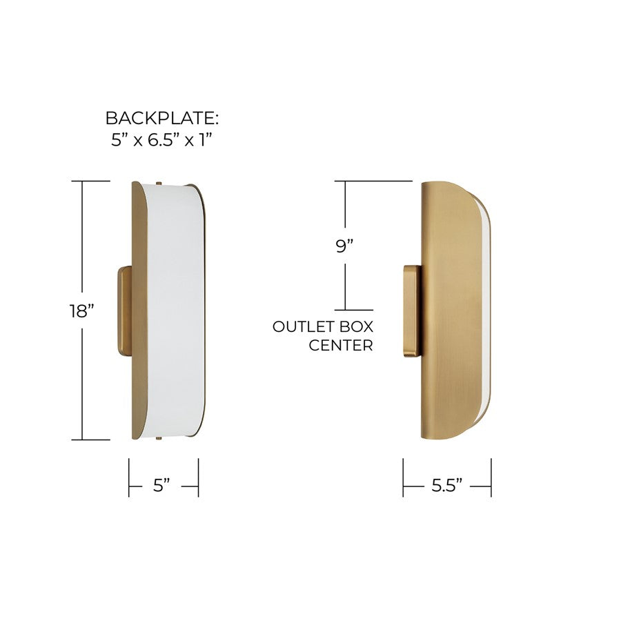 Capital Lighting Marcell 1 Light Sconce, Aged Brass/White Milk Glass