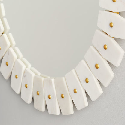Capital Lighting Marble Frame Mirror, White Marble with Brushed Brass