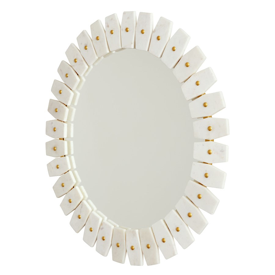 Capital Lighting Marble Frame Mirror, White Marble with Brushed Brass