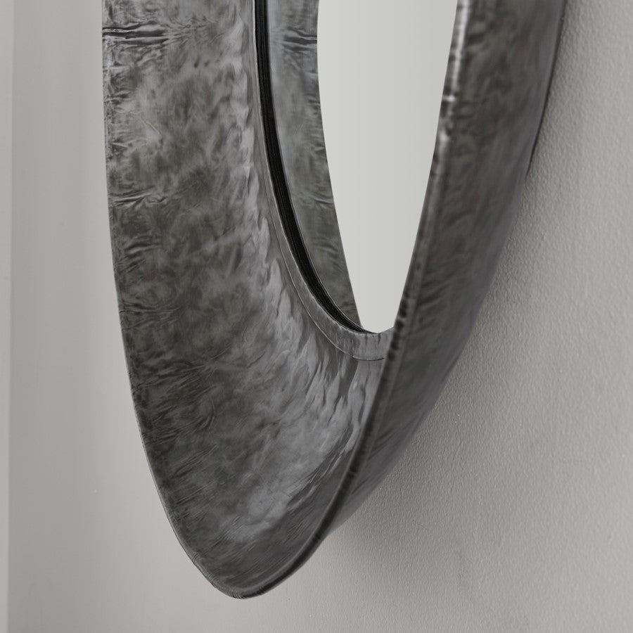 Capital Lighting Round Decorative Mirror, Hammered Aged Zinc