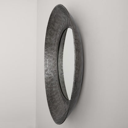 Capital Lighting Round Decorative Mirror, Hammered Aged Zinc
