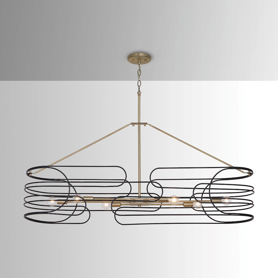 Capital Lighting Arlo 6 Light Island, Aged Brass and Black