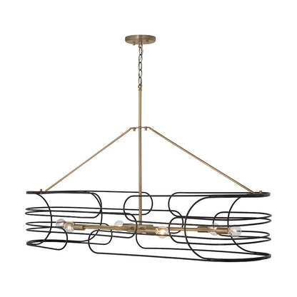 Capital Lighting Arlo 6 Light Island, Aged Brass and Black
