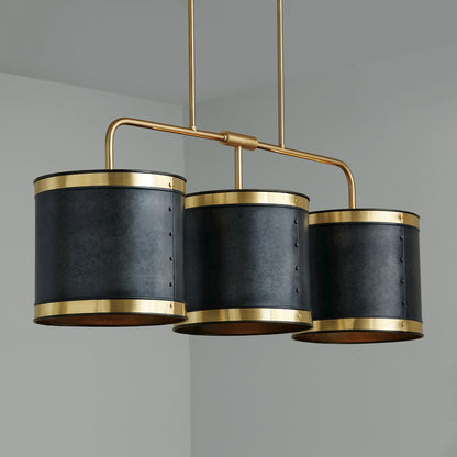 3 Light Island, Galvanized Black