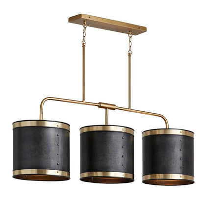 3 Light Island, Galvanized Black