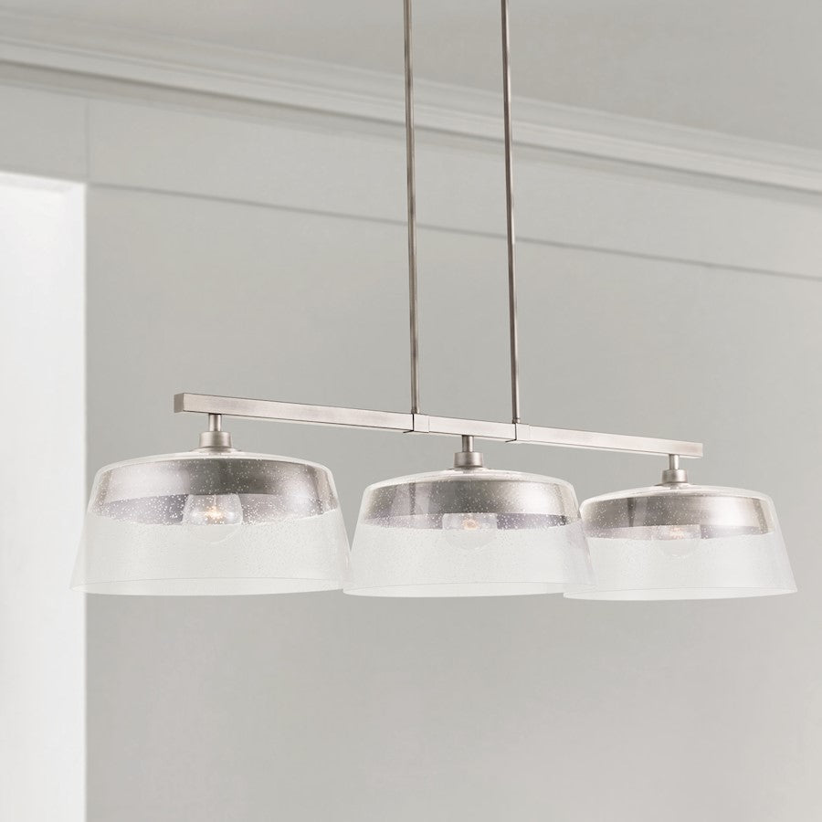 Capital Lighting Decker 3-Light Island, Washed Grey/Clear Seeded